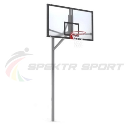 Купить Стойка баскетбольная уличная упрощенная со щитом из оргстекла, кольцом и сеткой SP D 412 в Грозном 