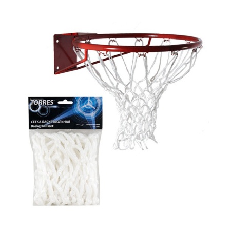 Купить Сетка баскетбольная Torres, нить 6 мм, белая в Грозном 